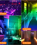 Colorful room settings illuminated by 12V 44 Key Wireless IR Remote Controller With Dual Ports Rectifier Box And 3A Power Supply LED lights.