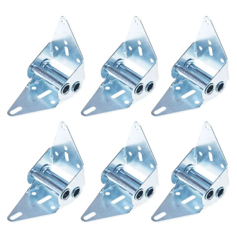 Six Pack Stainless Steel Garage Door Hinges With Eight Screws For Heavy Duty Weatherproof Performance On Standard Doors