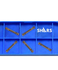 Five Pack ZTFD0303 Grooving Turning Inserts for Lathe, PVD ALTiN Coated Carbide Inserts in blue storage box