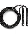 Beaded Jump Rope 1-Inch Beads, Adjustable Length For Cardio, Agility And HIIT Training, coiled on white background, black handles