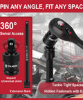 63 Piece One Half Inch Drive Impact Socket Set With SAE Three Eighths Inch To One Inch And Metric Ten To Twenty Four Millimeters Plus Extension Bars And Palm Ratchet Kit showing swivel access feature