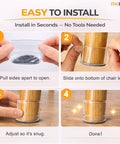 Step-by-step installation of 48 Pack Silicone Chair Leg Caps With Felt Pads For Hardwood And Tile Floors Anti Scratch Shield.