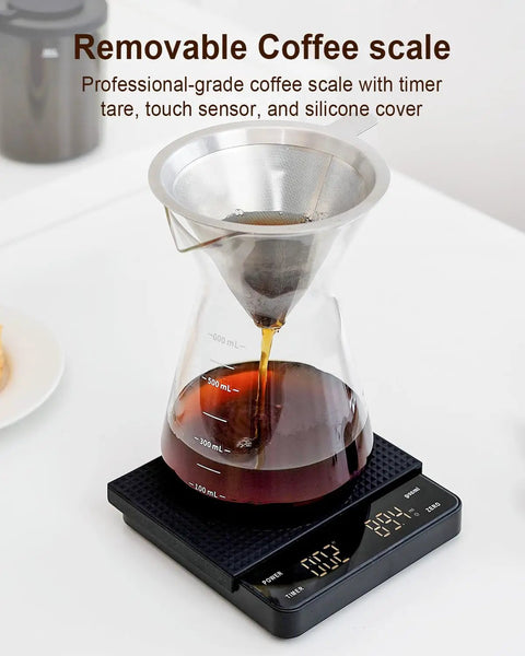 Removable Coffee scale with timer and touch sensor, used for precise brewing with Precision Conical Burr Coffee Grinder With Smart Bluetooth Scale And 31 Adjustable Grind Settings For Home Brewers Programmable Electric Bean Mill Designed To Nail Your Daily Caffeine Rush With Straight Up Precision.