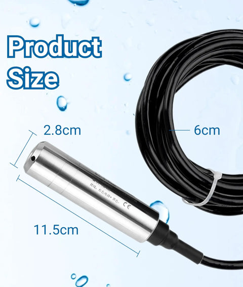 Liquid Level Sensor Throw-In Type With Stainless Steel Probe And Cable No Fuss 4-20mA Output Anti Bending Anti Blocking Durable