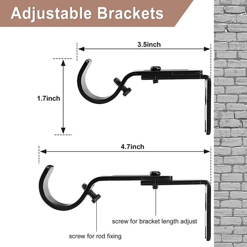 Adjustable brackets for Extra Long Curtain Rod 120 To 170 Inches, 1 Inch Heavy Duty Blackout Drapery Rod For Sliding Glass Doors