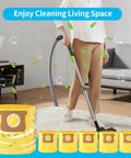 Person using vacuum with 10 Pack High Efficiency Dust Collection Bags Type H For 5 To 8 Gallon Vacuums 90671 shown in living room.