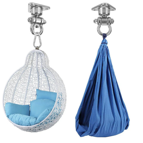Beefy Silent Bearing Stainless Steel Heavy Duty Swing Hanger With 180 Degree And 360 Degree Swivel Hook 1500 Lb Capacity with hammock chair and sandbag