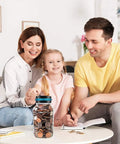 Family saving with Coin Counter Money Jar With LCD Display Large 1.8L Digital Coin Bank That Tracks All US Coins 800 To 1000 Capacity Battery Powered Gift For Kids And Adults On Christmas Or Birthday Blue.