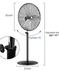 Beefy 30 Inch High Velocity Pedestal Fan For Garage Or Shop, 3 Speed Industrial Standing Fan Delivers Up To 8900 CFM With Adjustable Height