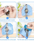 Watch Battery Replacement Kit With Back Opener And Spring Bar Tool, Rotate Open Case, Strap Removal, Anti Scratch Film application