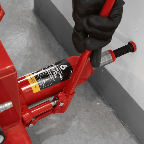 Horizontal And Vertical 6 Ton Hydraulic Bottle Jack For Cars Dual Purpose Welded Car Jack With 12000 Lbs Lift Capacity Red