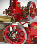 Hit And Miss Engine Model Kit With 4 Stroke Engine High Low Speed Gear Lever Adjustable Speed Switch Realistic Metal Build Educational Mechanical Engine For Adults Hands On STEM Project, red metal engine with flywheel