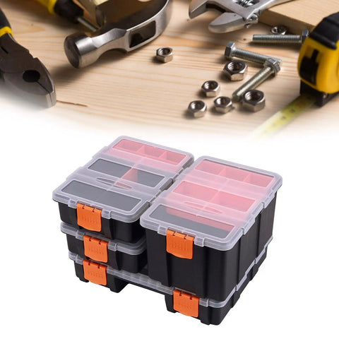 Heavy Duty Tool Box With Adjustable Compartments And Ergonomic Handle For Pro Workshop Use, Built Tough Modular Storage System