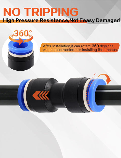 Premium 130 Pc Air Hose Push To Connect Fittings Kit For 1/4 Inch And Larger Pneumatic Lines With NPT Threads Quick Connect Adapters Ideal For Compressors And Auto Repair Shops 360-degree fitting