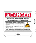 5 Pack Danger Arc Flash And Shock Hazard Signs PPE Required Safety Labels For Electrical Panels And Breaker Boxes NFPA 70E Compliant