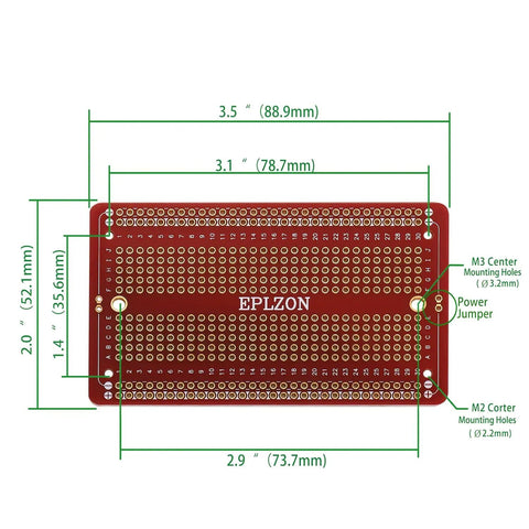 Red Solderable Breadboard PCB Set With Gold-Plated Contacts For DIY Electronics Projects Ideal For Arduino Nano ESP8266 NodeMCU Soldering Includes 5 Full-Size Boards And 2 Mini Boards For Prototyping shown with dimensions and labels.