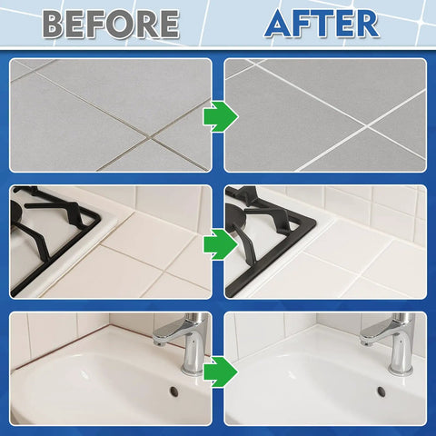 Before and after images using All In One Grout Repair Kit White Fast Dry Filler For Bathroom Kitchen And Shower Easy Fix With Sealer