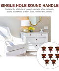 Solid Wood Cabinet Knob Set With Vintage Door Handles Self Tapping Easy Install Cupboard Dresser Knobs Wood Furniture Pulls For Cabinets And Doors Door Pull Handles 8 Pieces, shown installed on a white dresser.