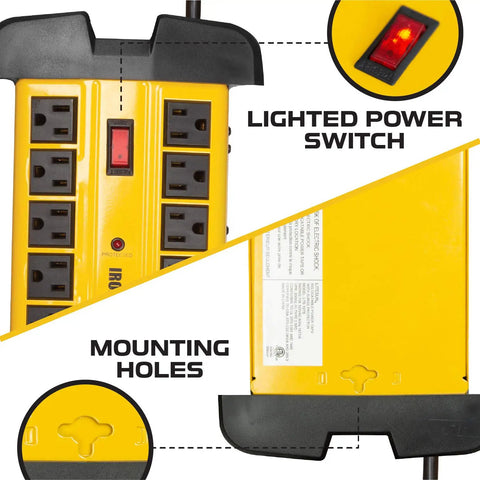 Beefy 10 Outlet Heavy Duty Surge Protector Power Strip With Built In Circuit Breaker 15 Ft Extension Cord 2700 Joule Protection