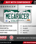 Comparison of MEGARACER Slim Mirror Chrome License Plate Frames 2 Pack For Front And Rear Whips with competitor frame features.