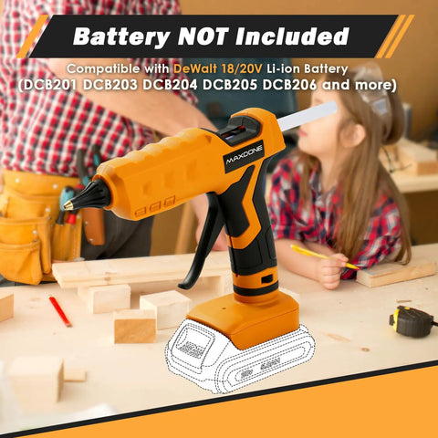 Cordless 100W Hot Glue Gun For 20V MAX Battery Tool Only Wireless Full Size Glue Gun With 12 Glue Sticks Included