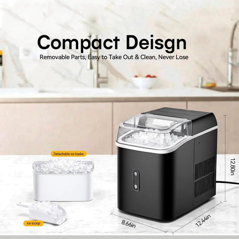 Countertop Nugget Ice Maker Portable Auto Clean With Basket And Scoop Ready In 6 Minutes Delivers Up To 24 Lbs Of Nugget Ice Per Day