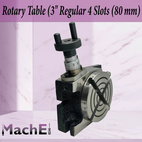 Low Profile 3 Inch Rotary Table For Milling Machines With Horizontal And Vertical Precision Indexing, 80 mm Diameter, 36 To 1 Gear Ratio, Four Slot Table, side view
