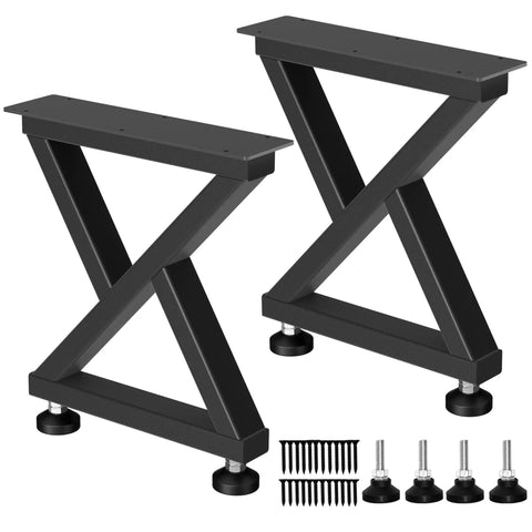 Rock Solid Z Shape Coffee Table Legs Set Of 2, 16 Inch H By 14 Inch W, Heavy Duty Steel, Modern Industrial Black Table Base For DIY Projects, Supports Up To 800 Lbs, Includes M12 Leveling Feet For Uneven Floors