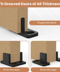 8 Pack Black Pocket Door Floor Guides Set For Bypass And Pocket Doors Durable POM Plastic Bottom Track, installed view