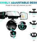 Flexibly adjustable Plug In Outdoor Flood Light With Motion Sensor And Remote, 5500 Lumens, Dusk To Dawn Security Light, IP65 Waterproof, 5000K Daylight.
