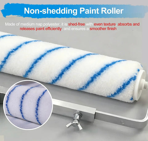 Big Time 18 Inch Non Shedding Paint Roller Kit showing non-shedding paint roller with blue stripes for smooth application.