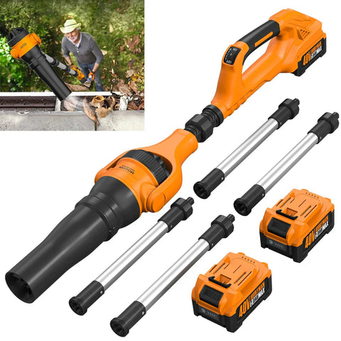 Ground Level Gutter Cleaning Kit For Home Use With 40V Cordless Leaf Blower No Ladder Needed 580 CFM And 180 MPH Brushless 2 Speed Motor Includes 2 Batteries And Charger 55 Inch Pole Extension For Easy Gutter Debris Cleanup