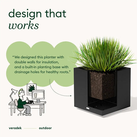 modern design indoor/outdoor plastic series planter Large Square Plastic Planter for All Weather Use ✓