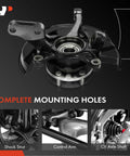 Front Right Steering Knuckle And Wheel Bearing Hub Assembly For Toyota Camry 1997 1998 1999 2000 2001 L4 2.2L Sedan No Fuss Direct Fit Replacement, 15 InCH Wheels, Passenger Side, Rock Solid Durability, image showing complete mounting holes with shock strut and control arm view.