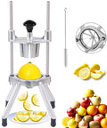 Pro Grade Citrus Slicer 8-Section With V-Shaped 420 Stainless Steel Blades Easy Wedger slicing a lemon into even sections