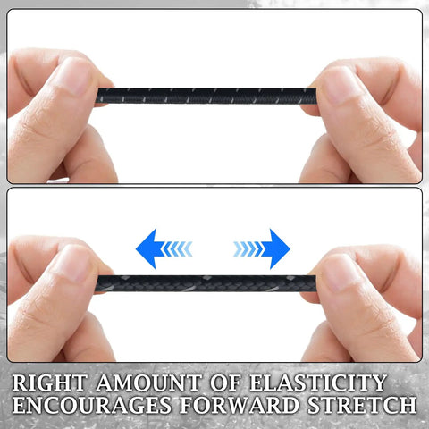 Hands stretching the Elastic Horse Training Reins For Lunging And Groundwork Adjustable Neck Stretcher showing elasticity.