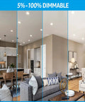Ultra Thin Recessed LED Downlight 10W 700LM with Junction Box in modern living room, dimmable 5% to 100% lighting effect