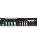 Rear panel of 8-Channel Rack Mount Mic And Line Mixer With 4 Zone Control, Built-In Monitoring Speaker, showing input/output connections.