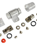 Tight Seal Badass In Line Mini ANL Fuse Holder Fits 4 6 8 Gauge AWG Wire With 80 Amp Afs Fuse Pack parts and accessories laid out.