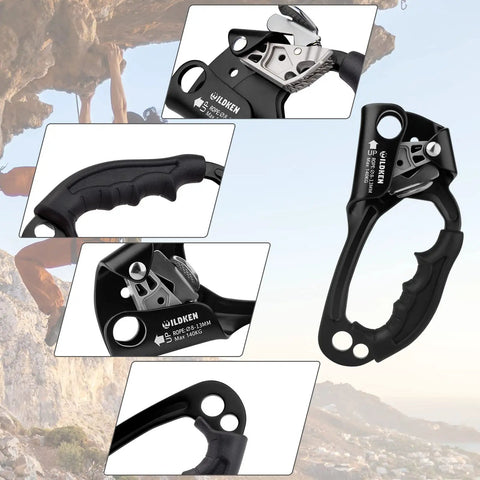 Go-To Climbing Hand Ascender For 8-13mm Rope Left Or Right Hand Durable Aluminum Mountaineering Gear Tool in detailed view