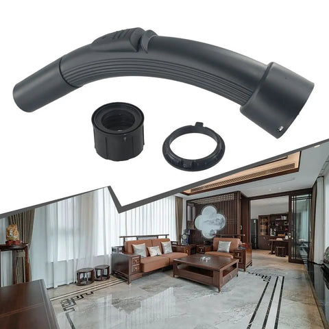 Bent Vacuum Hose Handle 32mm Connector Replacement For Hoover Vacuum Cleaners, ABS black part with snap fit design