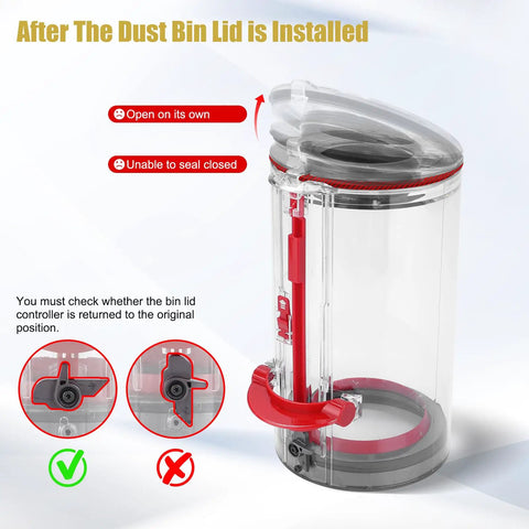 Dust Cup Lid For Dyson V10 V11 V15 SV12 SV14 SV15 SV22 Vacuum Cleaners Easy Swap Dust Bin Replacement Sealed Lid Installation Guide