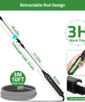 Cordless Battery Powered 33 Inch Garden Sprayer Wand No Fuss Easy To Use With 3 Adjustable Speeds 10 Foot Hose Black Handle