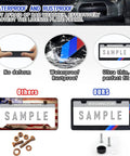 Comparison of Matte Aluminum Alloy License Plate Frame Kit For BMW Front And Rear Mount with other frame types, showcasing hardware included.