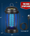 High Voltage Outdoor Bug Zapper 4200V Electric Insect Killer For Mosquitoes Flies Gnats And Wasps, Indoor Outdoor Use, 3 Prong Plug ABS Plastic Black
