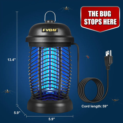 High Voltage Outdoor Bug Zapper 4200V Electric Insect Killer For Mosquitoes Flies Gnats And Wasps, Indoor Outdoor Use, 3 Prong Plug ABS Plastic Black