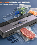 Vacuum Sealer for Food Storage with 85kPa Suction and Dry and Moist Modes, Auto Seal in 10 to 20 Seconds, showing vacuum bags and interface