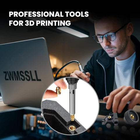 Eight Piece Soldering and Heat Set Tip Kit for Thread Inserts in 3D Printed Parts used in workshop