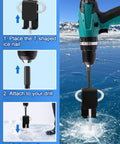 Universal Ice Anchor Tool Kit For Ice Fishing Shelters, Drill Adapter For 1/2 Inch And 1/4 Inch Bits, includes instructions