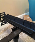 Rock Solid Adjustable Bed Frame Extension Brackets With Bolt On Footboard Attachment Kit For Headboard Only Queen King Full And Twin Beds No Sweat Setup Rugged Build steel bracket close-up with mounting holes.